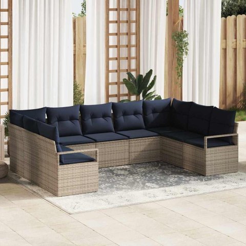 Zestaw Sof z poduszką 7 pcs Szary polirattan