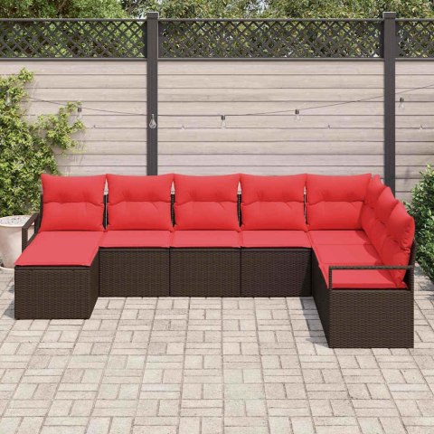 Zestaw Sof z poduszką 8 pcs Brązowy polirattan