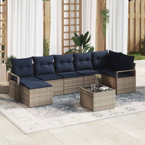 Zestaw Sof z poduszką 8 pcs Szary polirattan