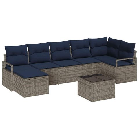 Zestaw Sof z poduszką 8 pcs Szary polirattan