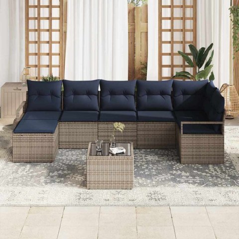 Zestaw Sof z poduszką 8 pcs Szary polirattan