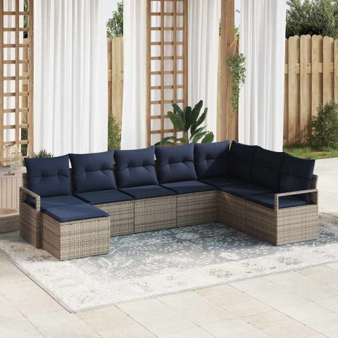 Zestaw Sof z poduszką 8 pcs Szary polirattan