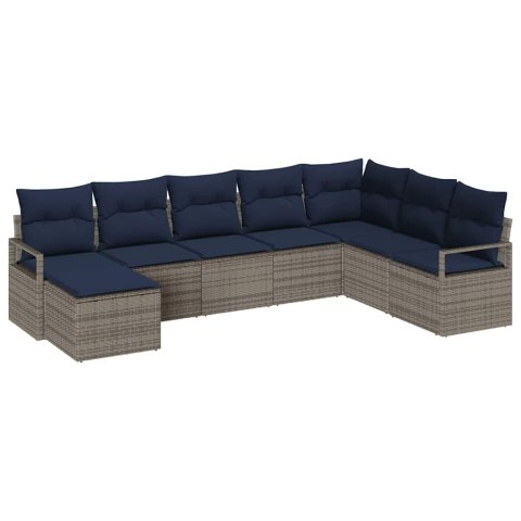Zestaw Sof z poduszką 8 pcs Szary polirattan