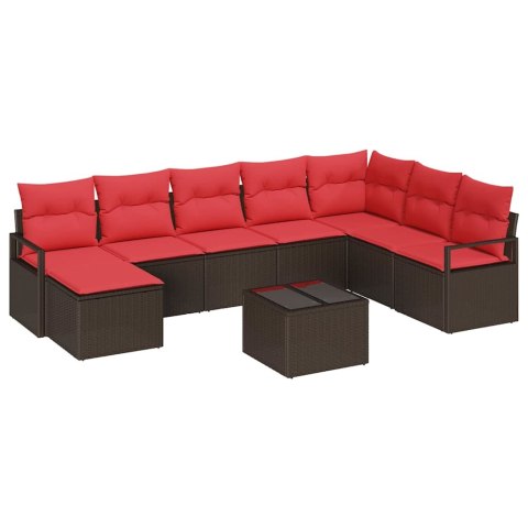 Zestaw Sof z poduszką 9 pcs Brązowy polirattan