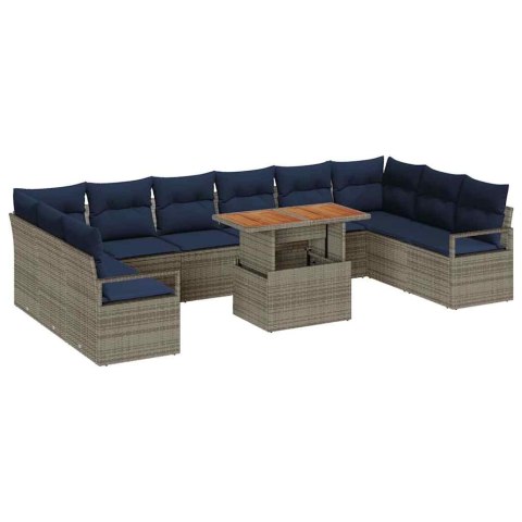 Zestaw do jadalni w ogrodzie 11 pcs Szary i granatowy