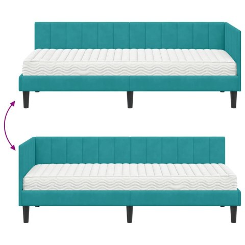 Rama Łóżka Narożnego z Materacem 2 pcs Turkusowy Aksamit
