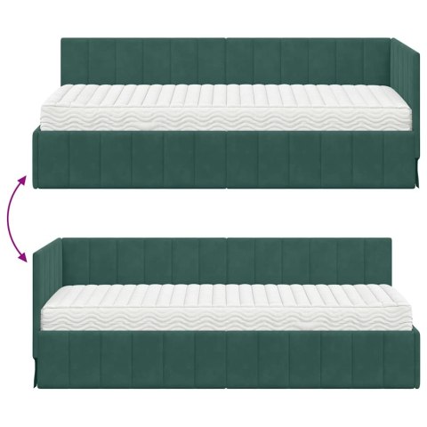 Rama Łóżka Narożnego z Materacem 2 pcs Zielony Aksamit