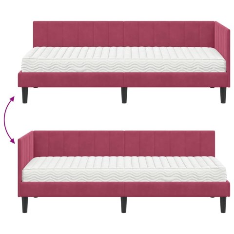 Rama Łóżka Narożnego z Materacem 2 pcs Zielony Aksamit