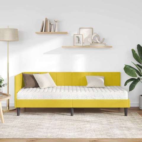 Rama Łóżka Narożnego z Materacem 2 pcs Żółty Aksamit