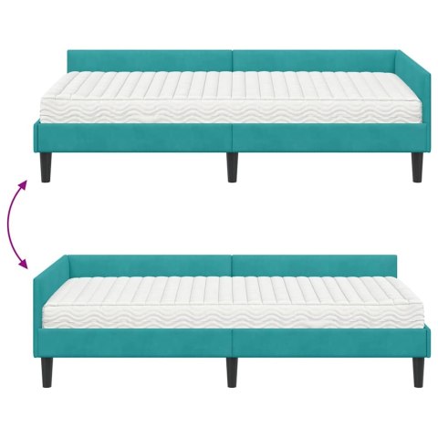 Rama Łóżka Narożnego z Materacem Inny 2 pcs Turkusowy Aksamit