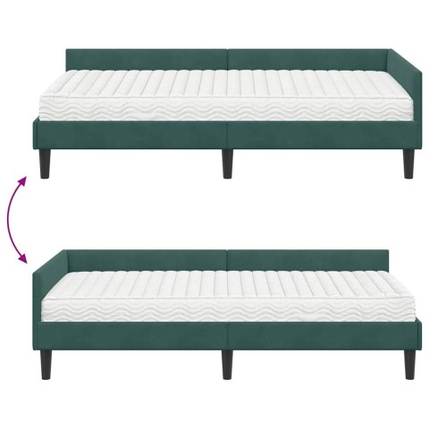 Rama Łóżka Narożnego z Materacem Inny 2 pcs Zielony Aksamit