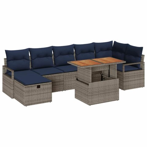 Zestaw Sof na Ogród z poduszką 8 pcs Szary polirattan