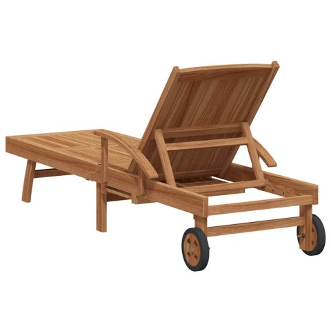 Leżak z poduszką 1-osoba 2 pcs Brązowy Lite drewno teakowe