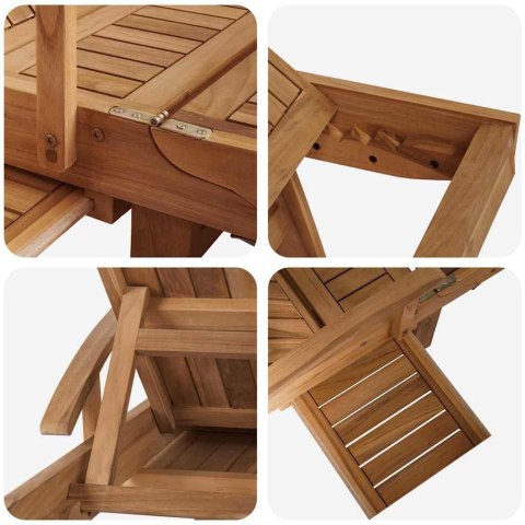 Leżak z poduszką 1-osoba 2 pcs Brązowy Lite drewno teakowe