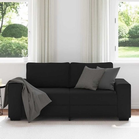 Sofa 2-osobowa, czarna, 180x77x82 cm, tapicerowana tkaniną