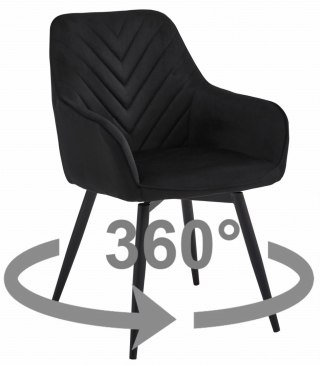 Krzesło NANA360 - czarny aksamit / nogi czarne x 2