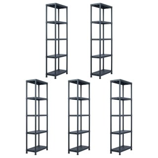 Regały magazynowe, 5 szt., czarne, 125 kg, 60x30x180 cm