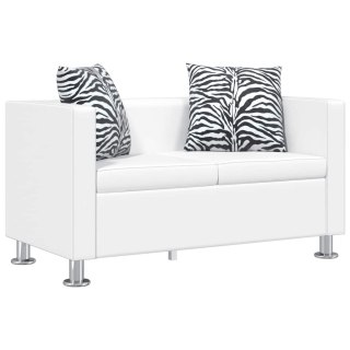 Sofa 2-osobowa ze skóry syntetycznej, biała