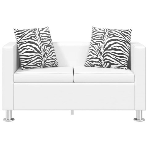Sofa 2-osobowa ze skóry syntetycznej, biała