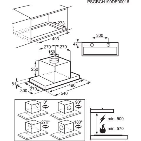 Okap podszafkowy, wkład do zabudowy ELECTROLUX LFG716X (OUTLET)