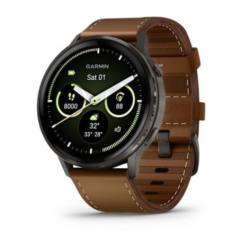 Smartwatch Garmin Venu 4 45 mm - slate leather band