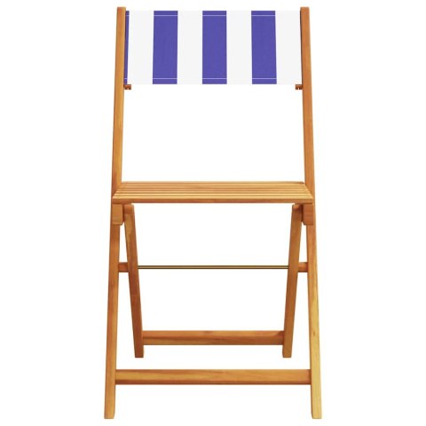 Składane krzesła ogrodowe, 6 szt., niebiesko-biała tkanina
