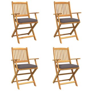 Krzesło składane z poduszką 4 pcs Szary 49 x 57.5 x 92cm