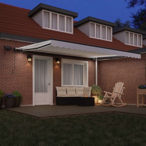Markiza zwijana Ze LED Lights Biały 450 ×350 cm tkanina