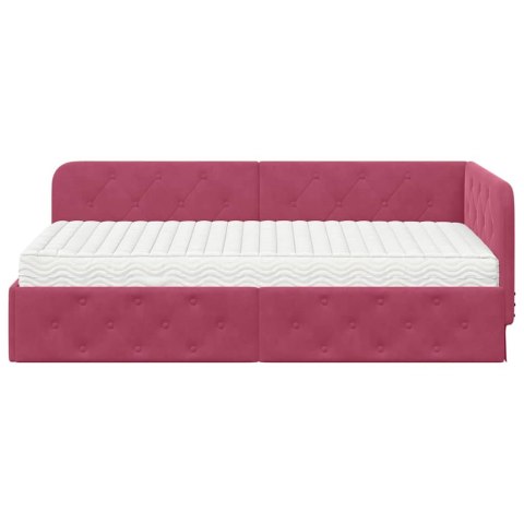 Rama łóżka narożnego Czerwone wino 90 x 190 cm Aksamit