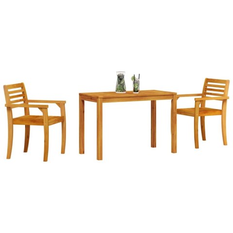 Zestaw do jadalni w ogrodzie 3 pcs Brązowy Lite Drewno Akacji
