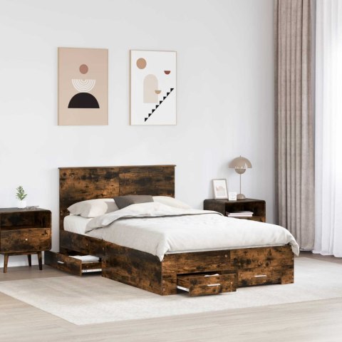 Ramka łóżka Dąb wędzony 135 x 190 cm Materiał drewnopochodny