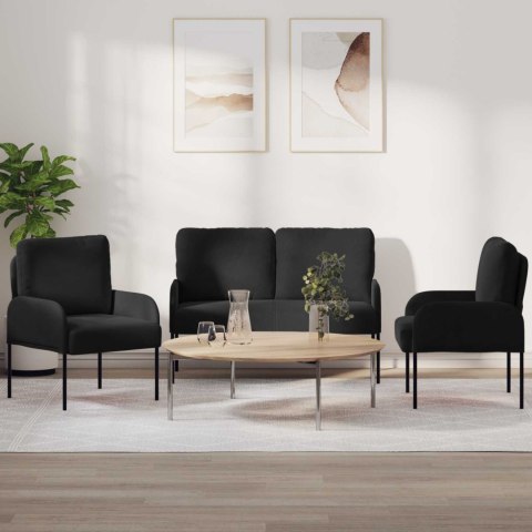 Zestawy sof z poduszką 3 pcs Czarny 115 x 56 x 80 cm sklejka