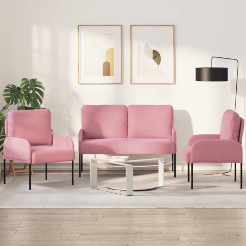 Zestawy sof z poduszką 3 pcs Różowy 115 x 56 x 80 cm sklejka