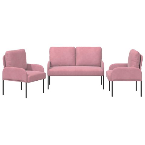 Zestawy sof z poduszką 3 pcs Różowy 115 x 56 x 80 cm sklejka