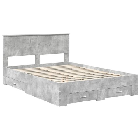 Ramka łóżka Betonowy szary 135 x 190 cm Materiał drewnopochodny