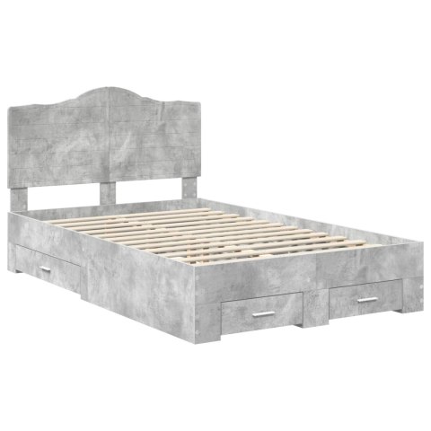 Ramka łóżka Betonowy szary 135 x 190 cm Materiał drewnopochodny