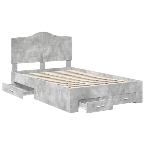 Ramka łóżka Betonowy szary 135 x 190 cm Materiał drewnopochodny