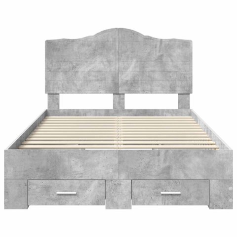Ramka łóżka Betonowy szary 135 x 190 cm Materiał drewnopochodny