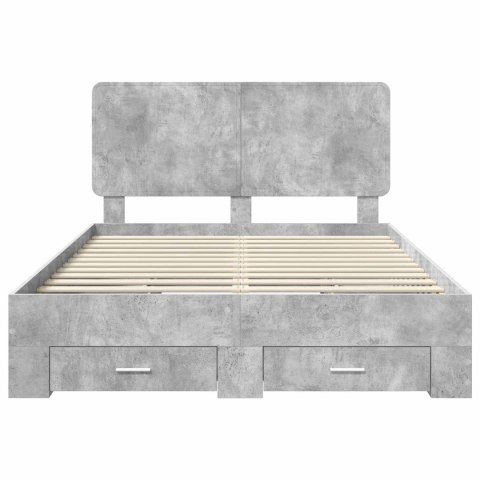 Ramka łóżka Betonowy szary 140 x 190 cm Materiał drewnopochodny