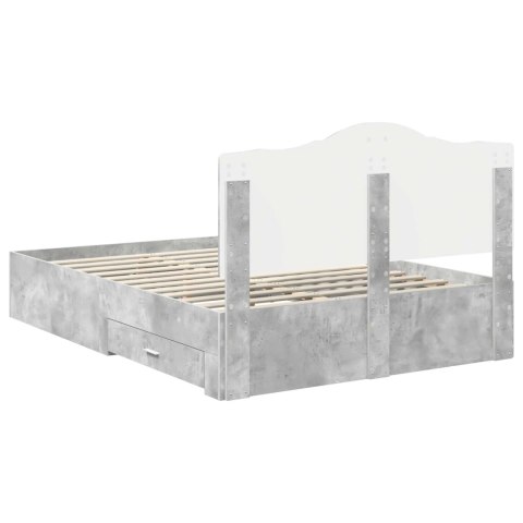 Ramka łóżka Betonowy szary 150 x 200 cm Materiał drewnopochodny