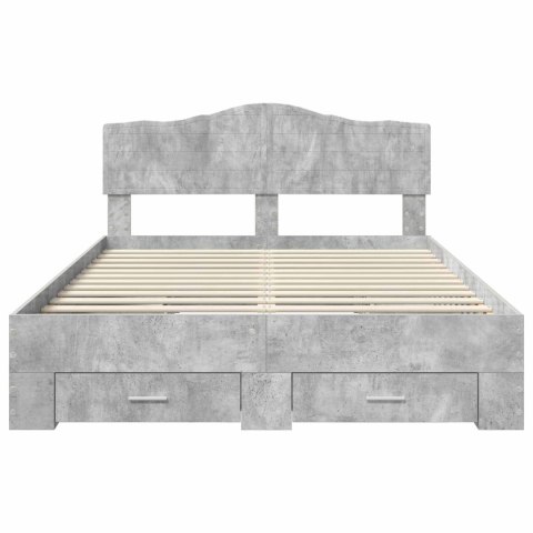 Ramka łóżka Betonowy szary 160 x 200 cm Materiał drewnopochodny