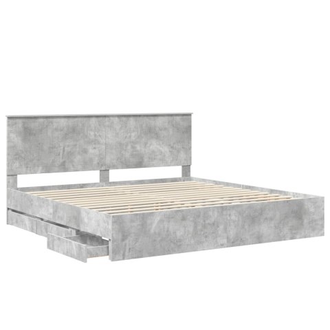 Ramka łóżka Betonowy szary 200 x 200 cm Drewno inżynieryjne