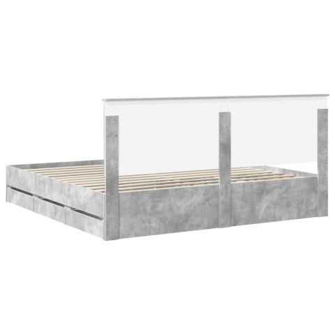 Ramka łóżka Betonowy szary 200 x 200 cm Drewno inżynieryjne