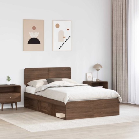 Ramka łóżka Brązowy dąb 120 x 190 cm Lite drewno sosnowe