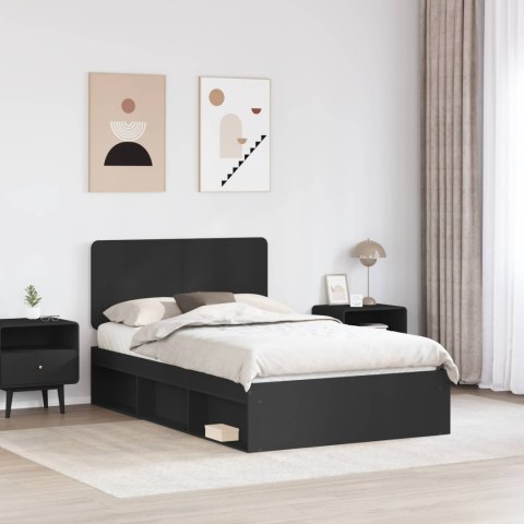 Ramka łóżka Czarny 135 x 190 cm Lite drewno sosnowe