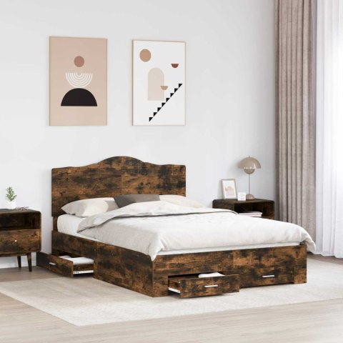 Ramka łóżka Dąb wędzony 150 x 200 cm Materiał drewnopochodny