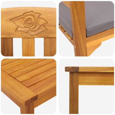 Zestaw lounge Róża ogrodowa z poduszką 3 pcs Lite Drewno Akacji