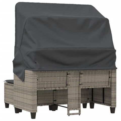 2-os. sofa ogrodowa z daszkiem i podnóżkami, szara, rattan PE