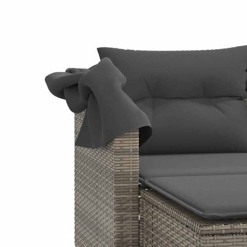 2-os. sofa ogrodowa z daszkiem i podnóżkami, szara, rattan PE