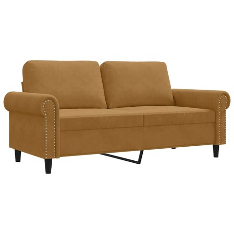 Sofa 2-osobowa, brązowa, 140 cm, tapicerowana aksamitem